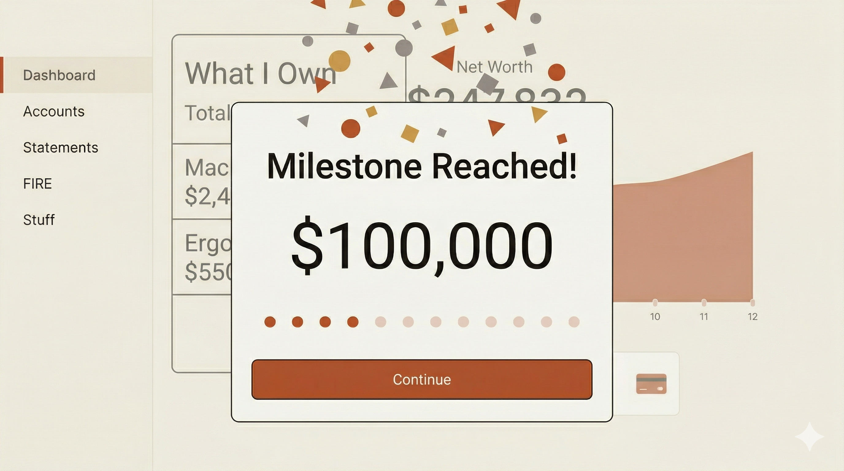 Milestone celebration with confetti
